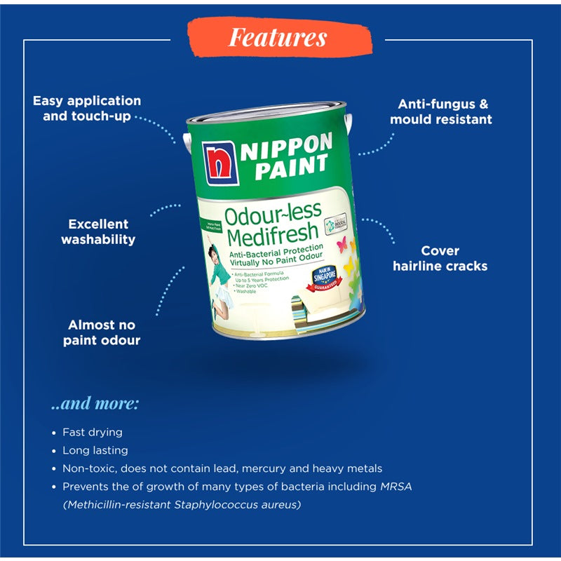 NIPPON PAINT ODOURLESS MEDIFRESH (ANTI-BACTERIAL PAINT)